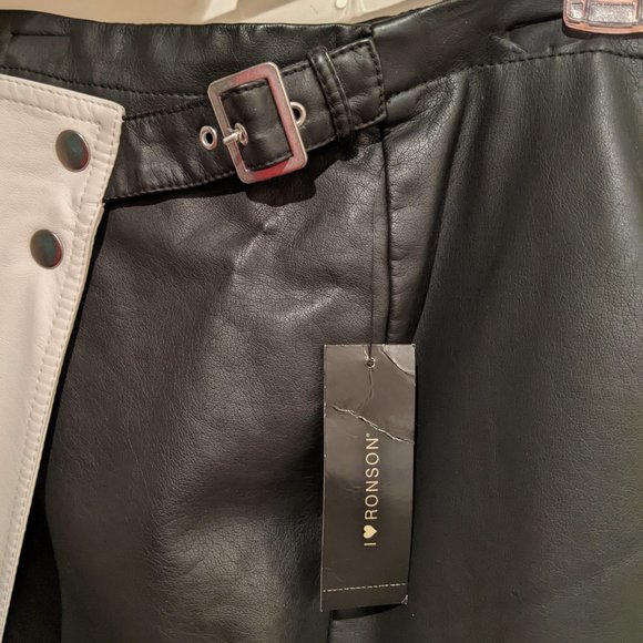 Black & White Leather Skirt (New) - Size 8 - Picture 2 of 3